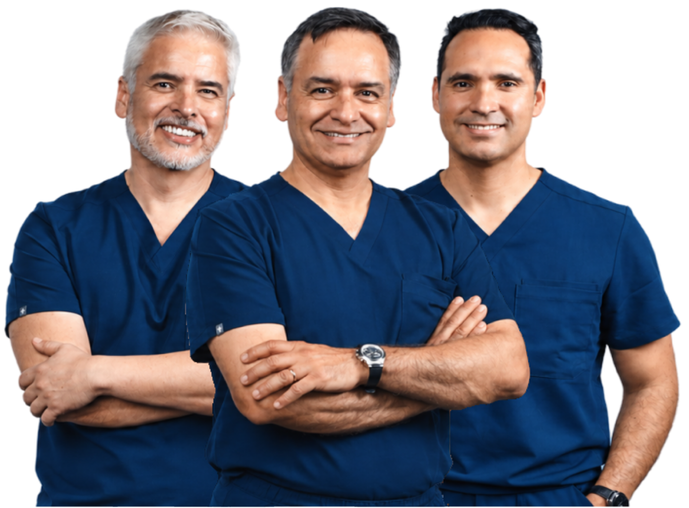 Three OCC surgeons in navy scrubs